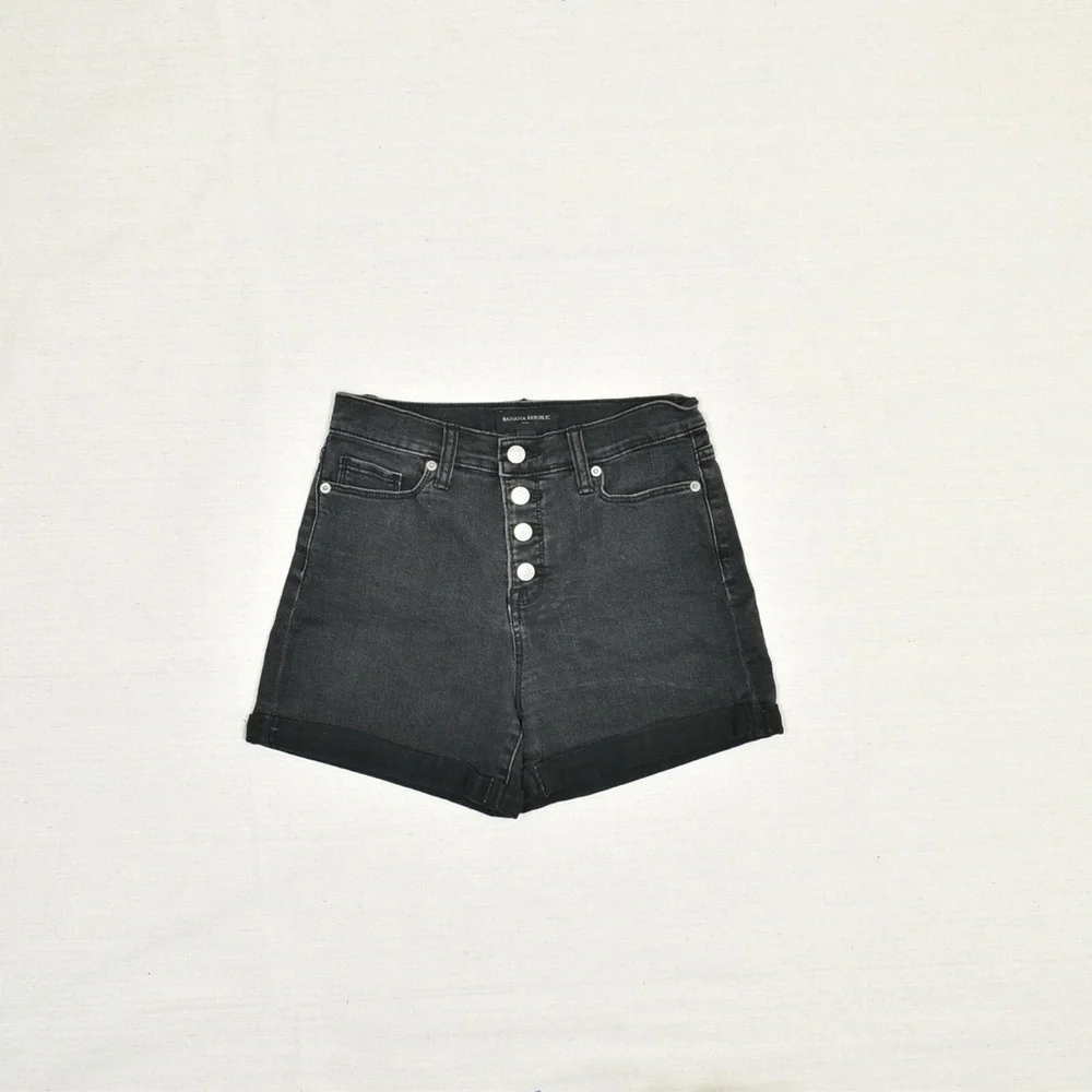 Banana Republic Women Button Fly Cotton Blend Black Size 29/8  High Rise
